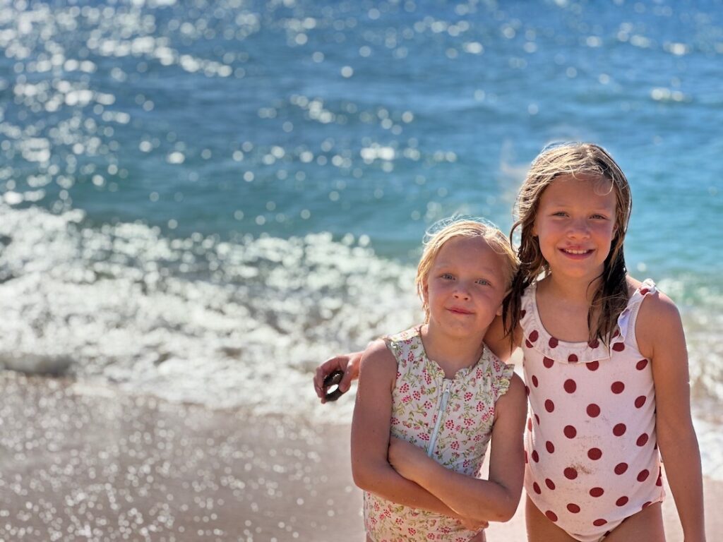 two young girls on the beach