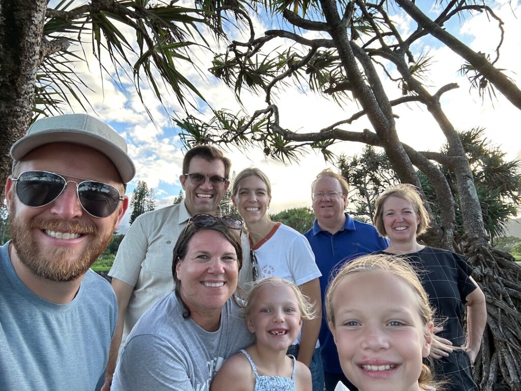 family selfie of family vacation