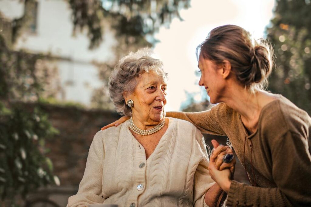 grandmother and adult daughter