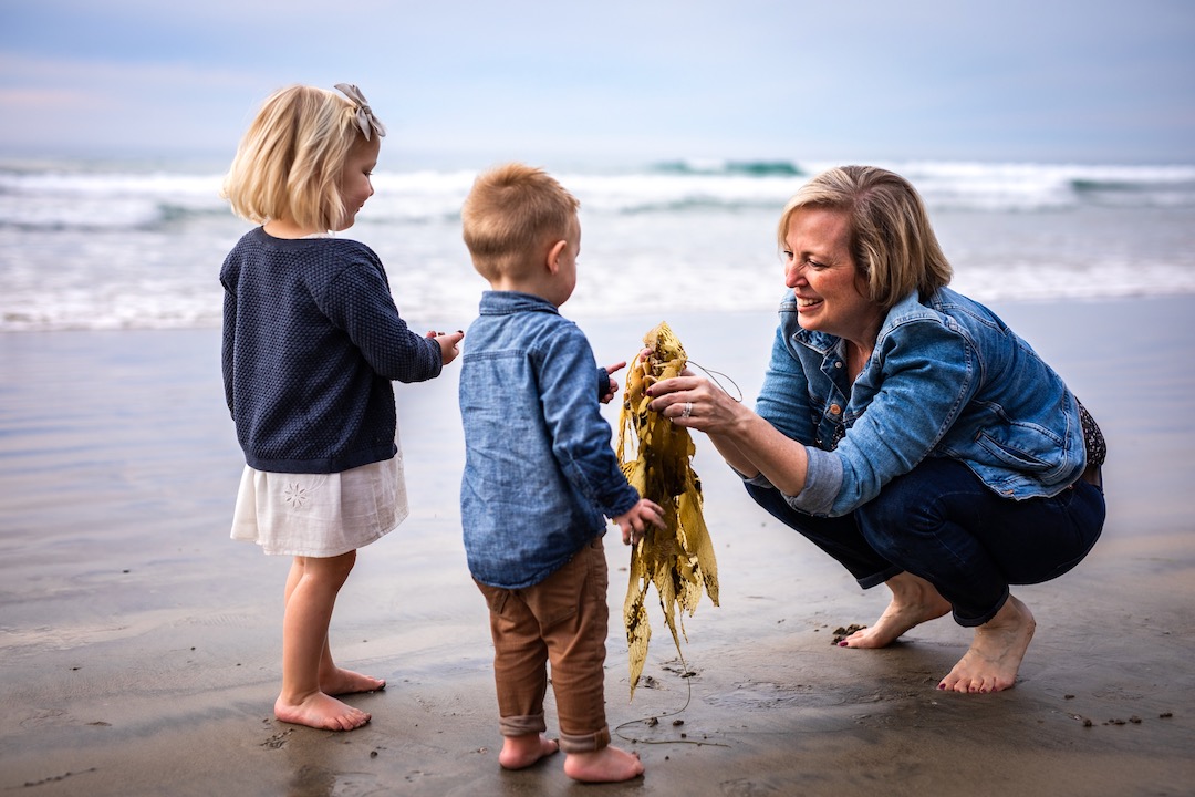 grandmother with grandchildren on a science and nature playdate