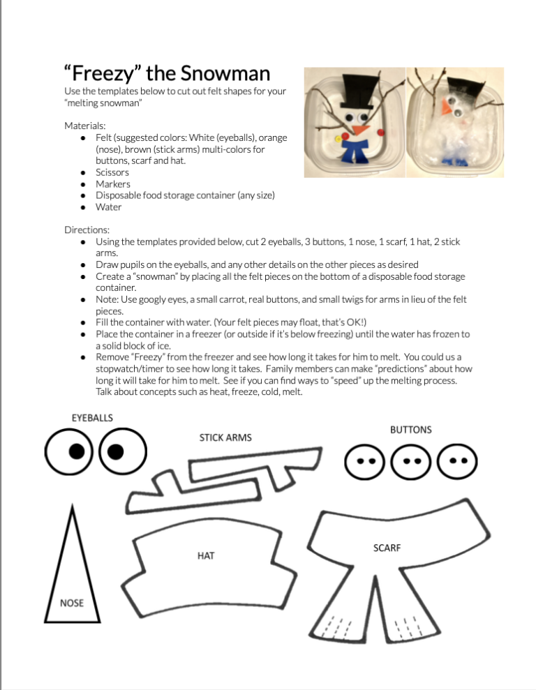 Freezy the Snowman Instructions