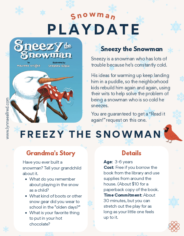 Sneezy the snowman printable idea sheet